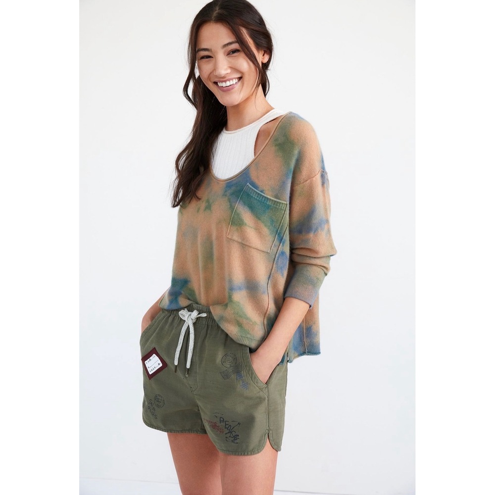 Pilcro Anthropologie Cashmere Tie Dye Scoop Neck Sweater boho slouchy knit
